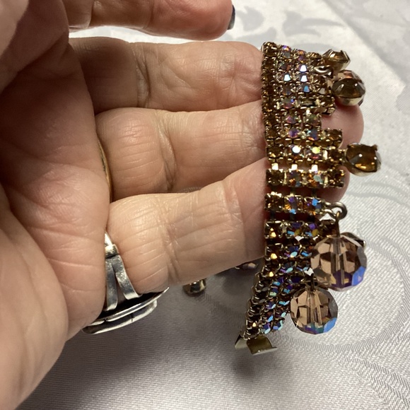 RHINESTONE AMBER COLORED RARE VINTAGE BRACELET - Picture 7 of 11